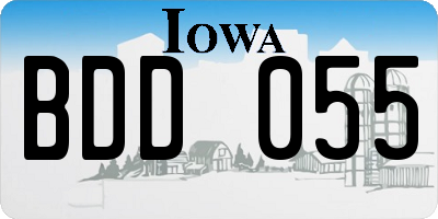 IA license plate BDD055