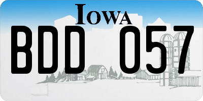 IA license plate BDD057