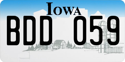 IA license plate BDD059