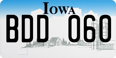 IA license plate BDD060