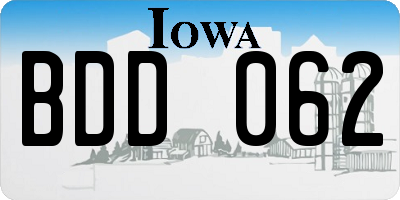 IA license plate BDD062