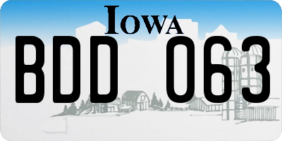IA license plate BDD063