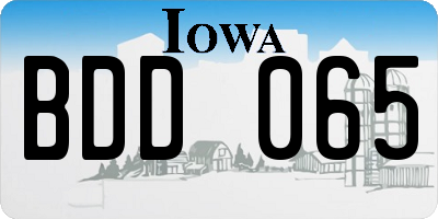 IA license plate BDD065