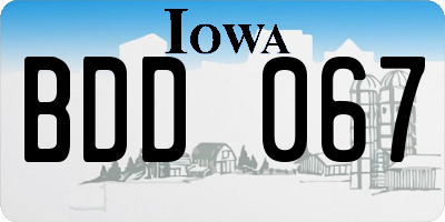 IA license plate BDD067