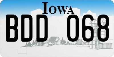 IA license plate BDD068