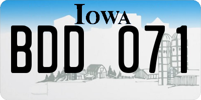 IA license plate BDD071