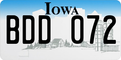 IA license plate BDD072