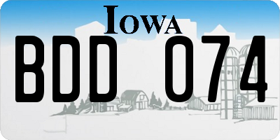 IA license plate BDD074