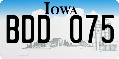 IA license plate BDD075