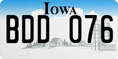 IA license plate BDD076