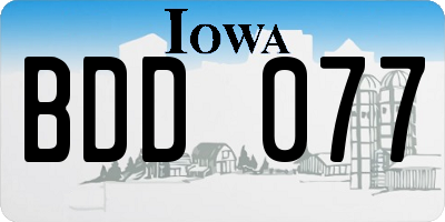 IA license plate BDD077