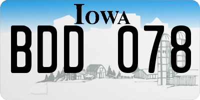 IA license plate BDD078