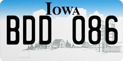 IA license plate BDD086