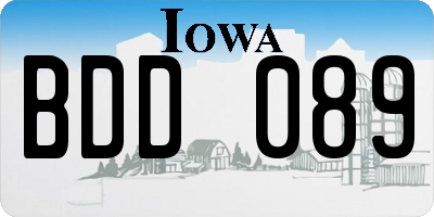 IA license plate BDD089
