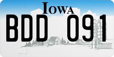 IA license plate BDD091
