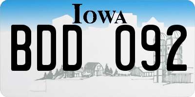 IA license plate BDD092