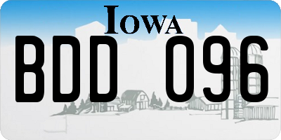 IA license plate BDD096