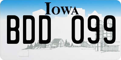 IA license plate BDD099