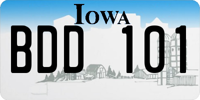 IA license plate BDD101