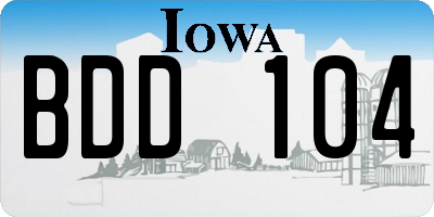 IA license plate BDD104