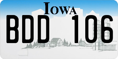 IA license plate BDD106