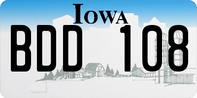 IA license plate BDD108