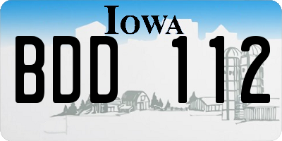 IA license plate BDD112