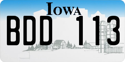 IA license plate BDD113