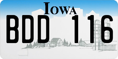 IA license plate BDD116
