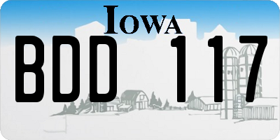 IA license plate BDD117