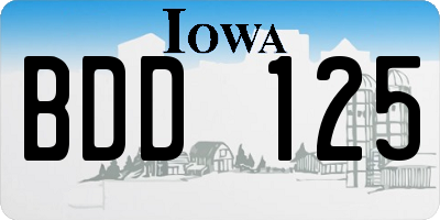 IA license plate BDD125