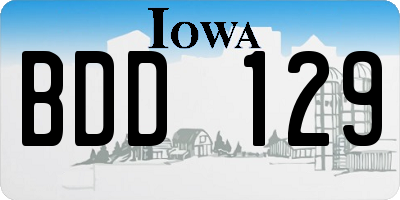 IA license plate BDD129