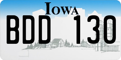 IA license plate BDD130