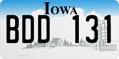 IA license plate BDD131