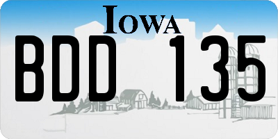 IA license plate BDD135