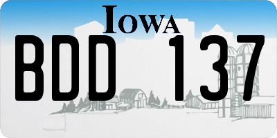 IA license plate BDD137