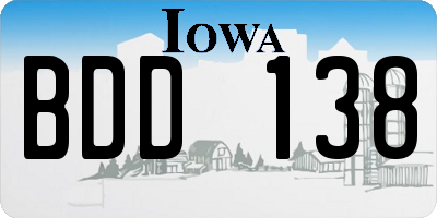 IA license plate BDD138