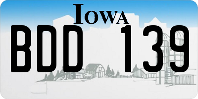IA license plate BDD139