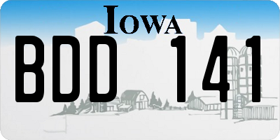 IA license plate BDD141