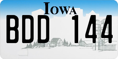 IA license plate BDD144