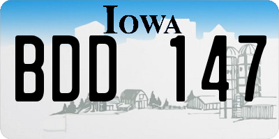 IA license plate BDD147