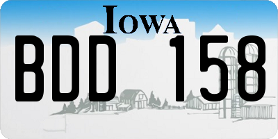 IA license plate BDD158