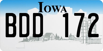 IA license plate BDD172