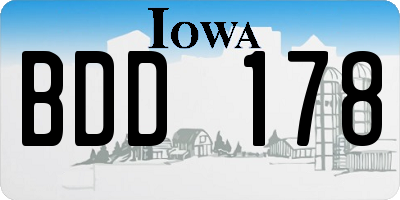 IA license plate BDD178