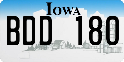 IA license plate BDD180