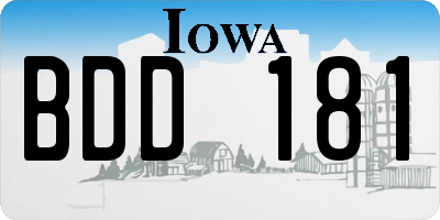 IA license plate BDD181