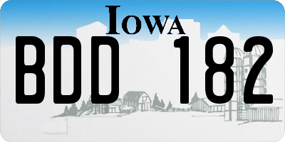 IA license plate BDD182