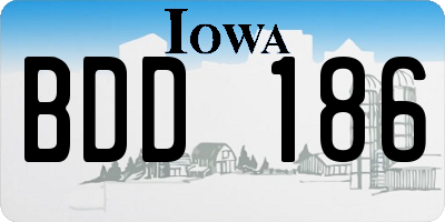 IA license plate BDD186