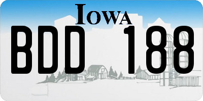 IA license plate BDD188