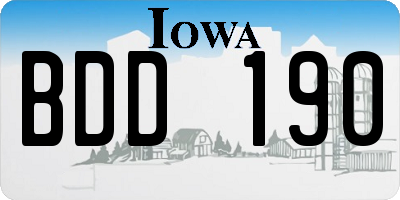 IA license plate BDD190
